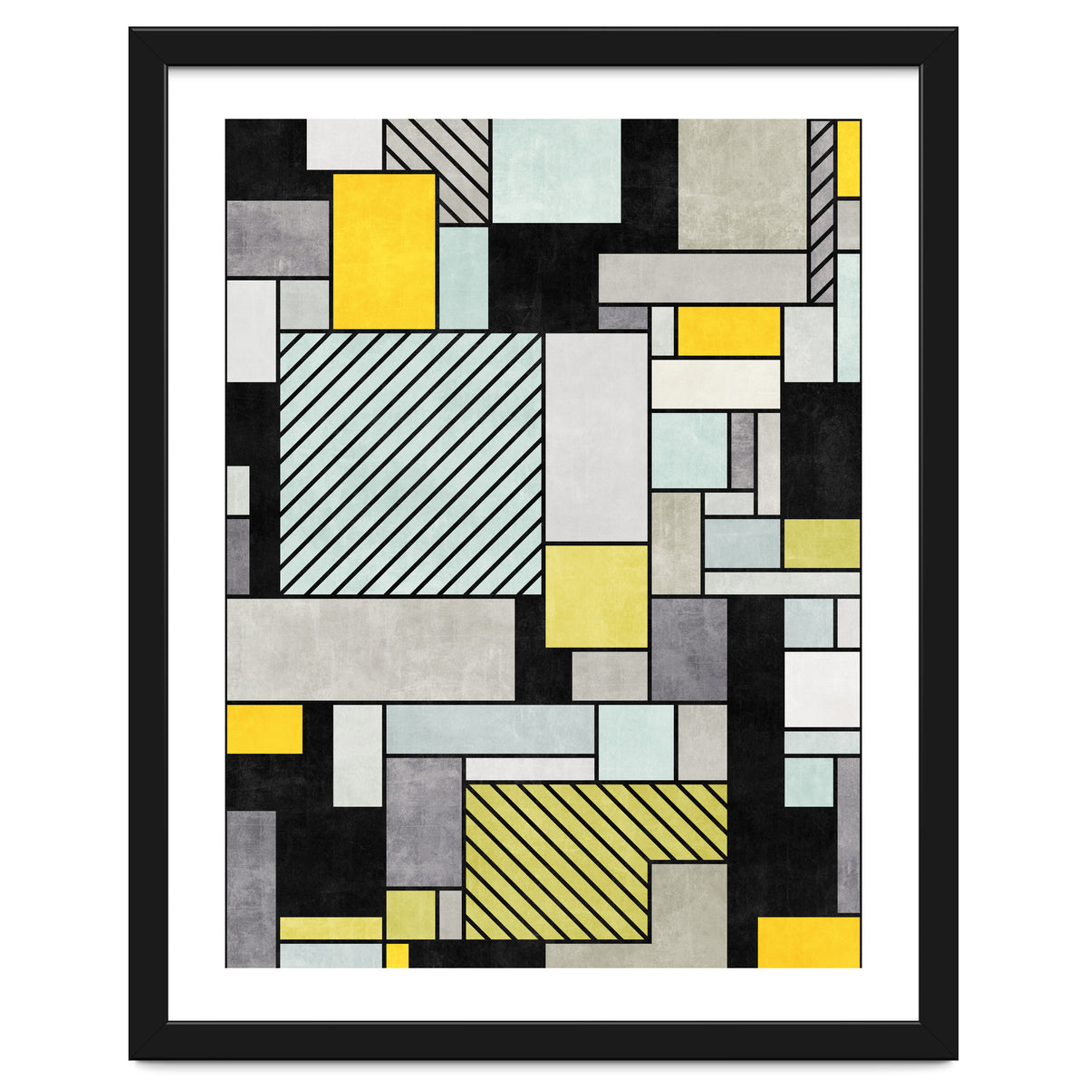 Random Concrete Pattern - Yellow, Blue, Grey