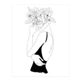 Line Drawing Girl with Flowers (Print Only) thumbnail