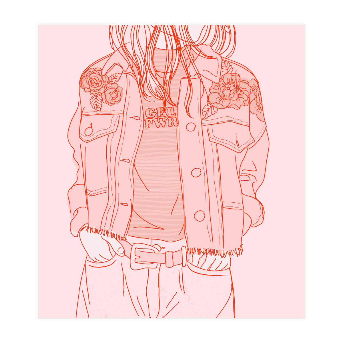 Pink Jeans Jacket  (Print Only)