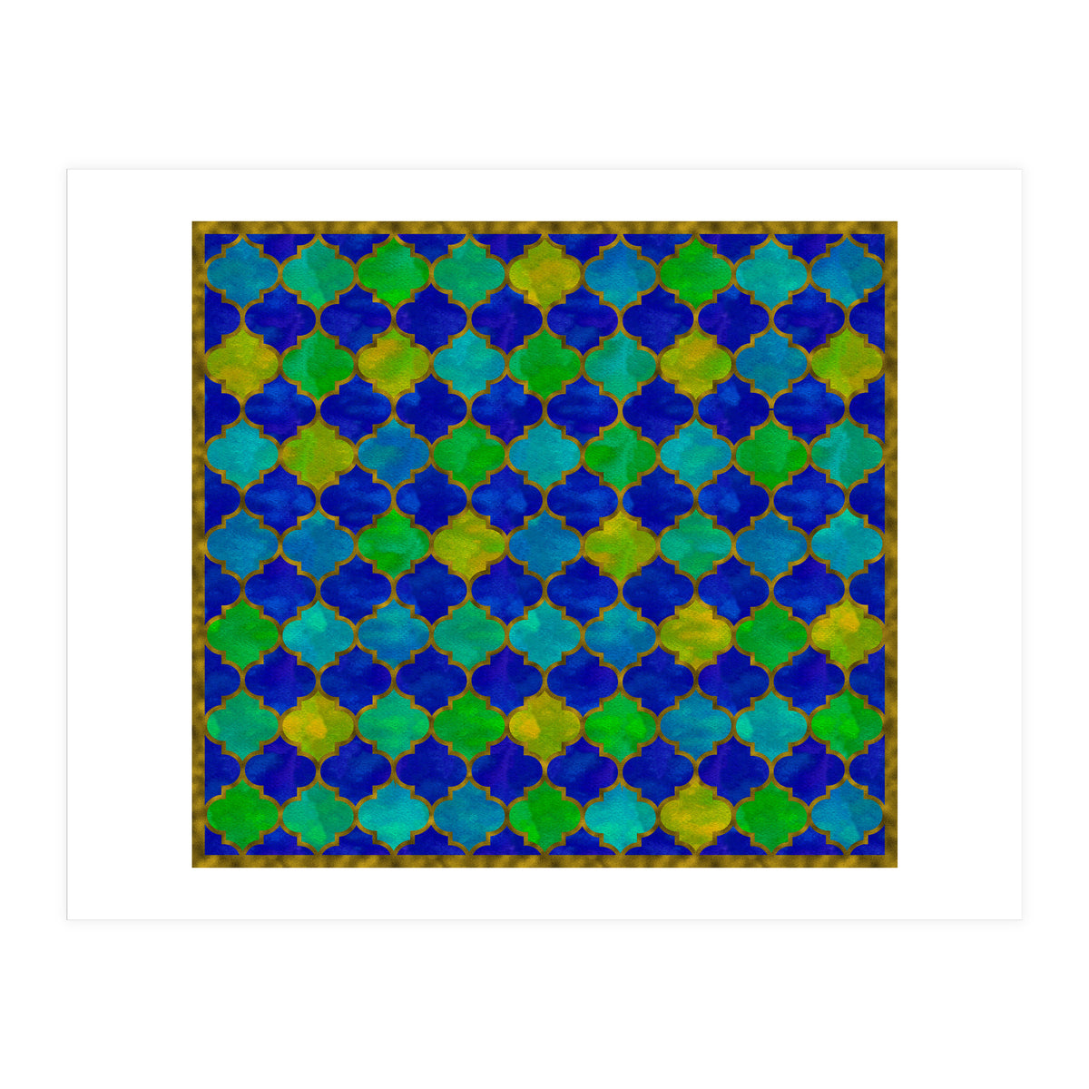 Ocean Breeze - Watercolor Moroccan Lattice (Print Only)