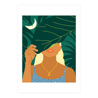 To The Moon & Never Back | Jungle Dreamer Bohemian Tropical Soul | Forest Nature Woman Illustration (Print Only)