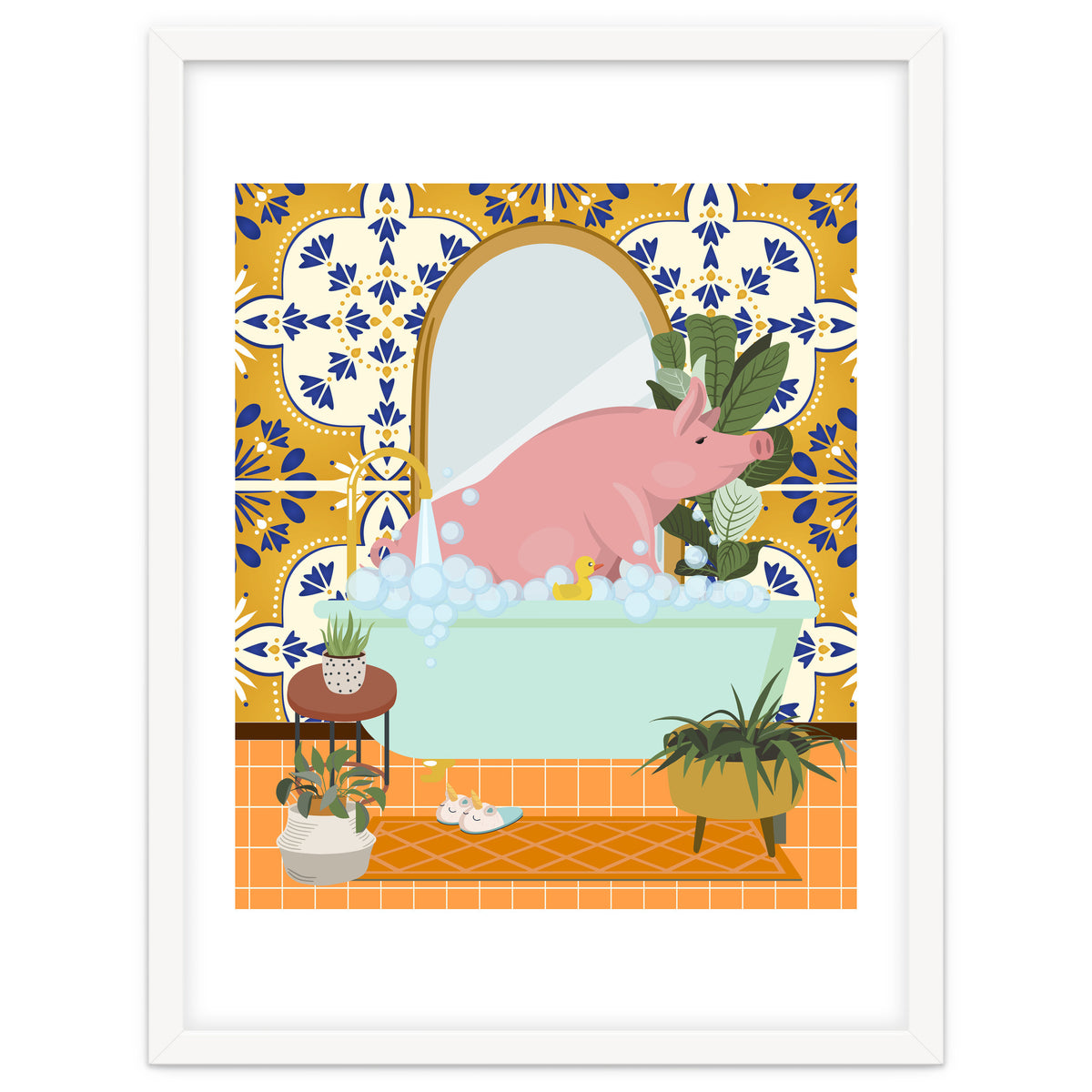 Piggie Bathing in Moroccan Style Bathroom
