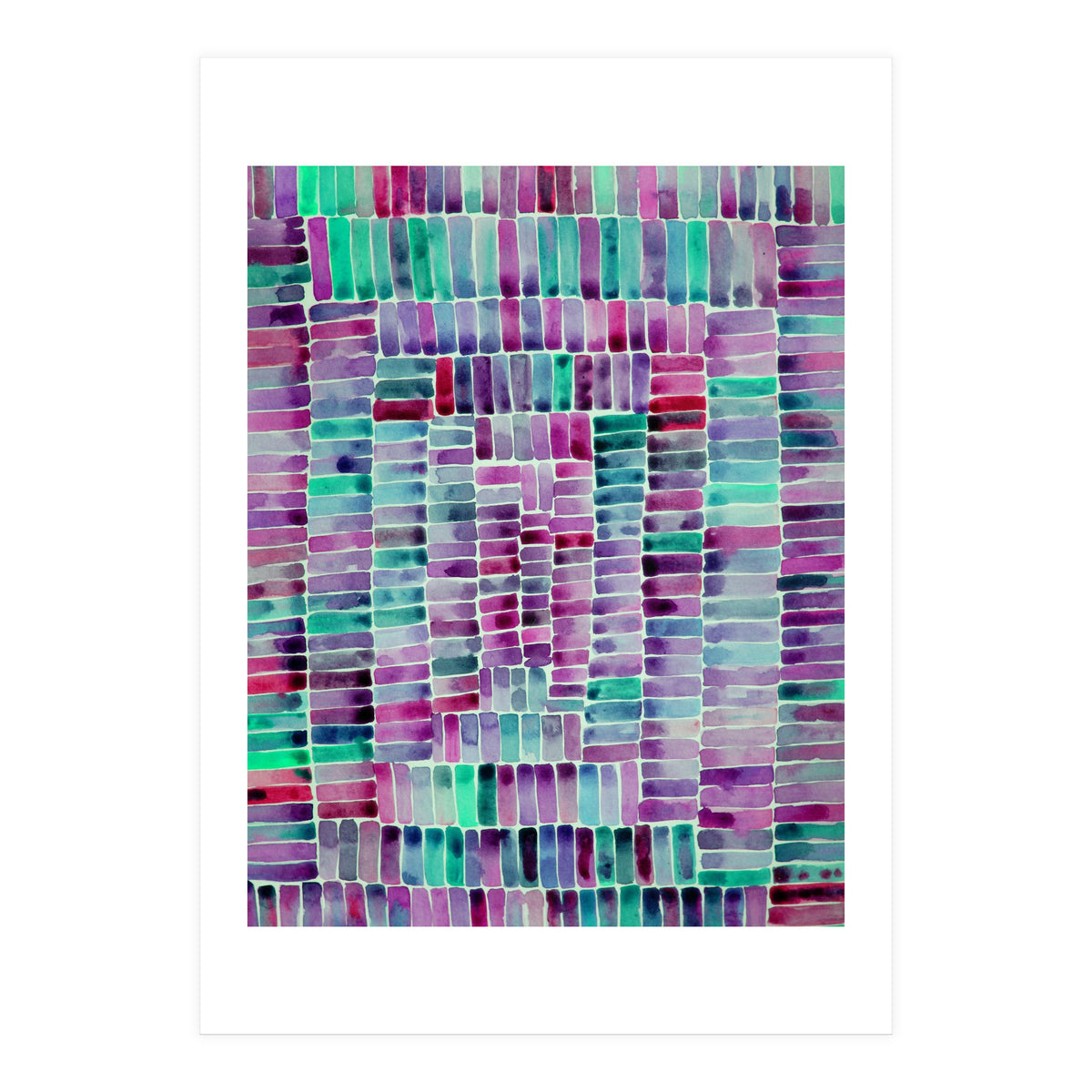 Abstract rectangle pattern in magenta and teal (Print Only)