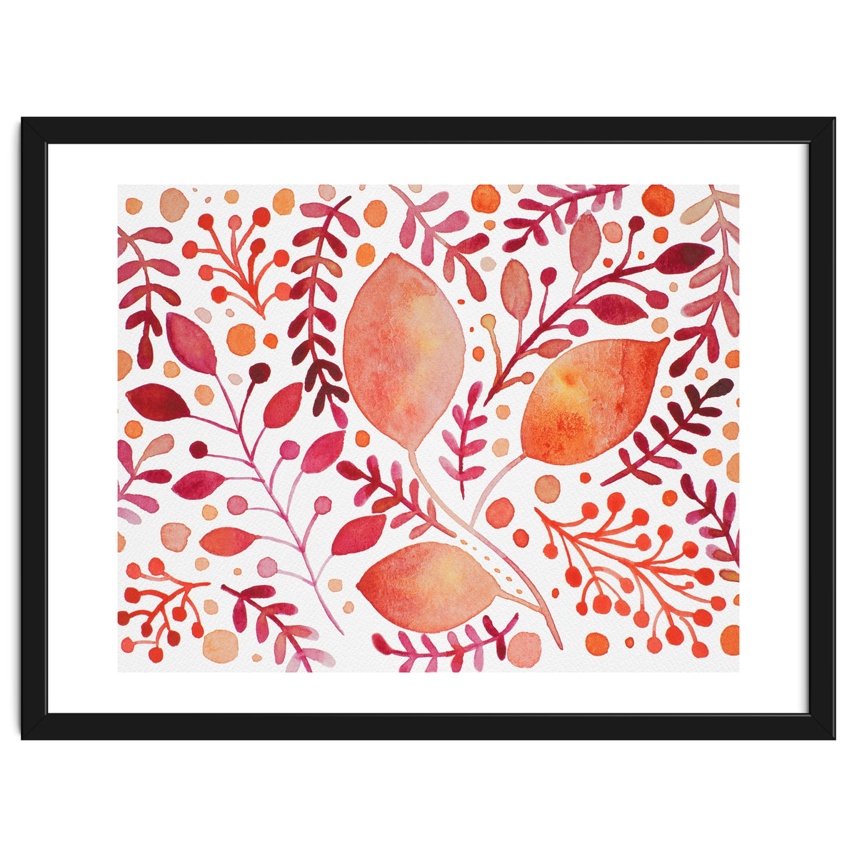 Watercolor branches and leaves - autumn palette