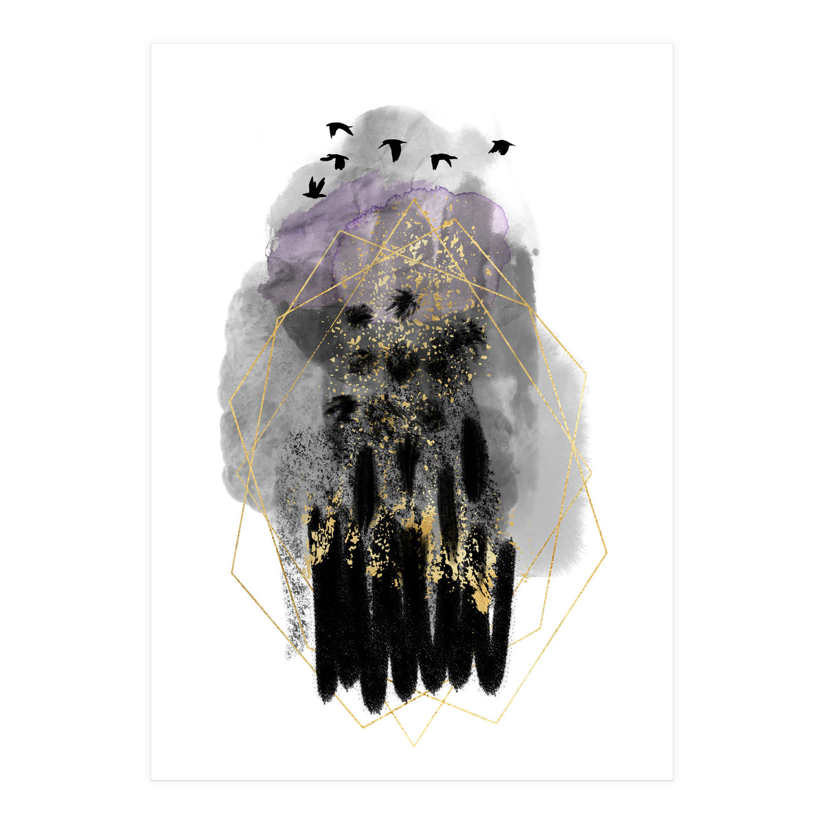 Abstract watercolour calm before the storm (Print Only)