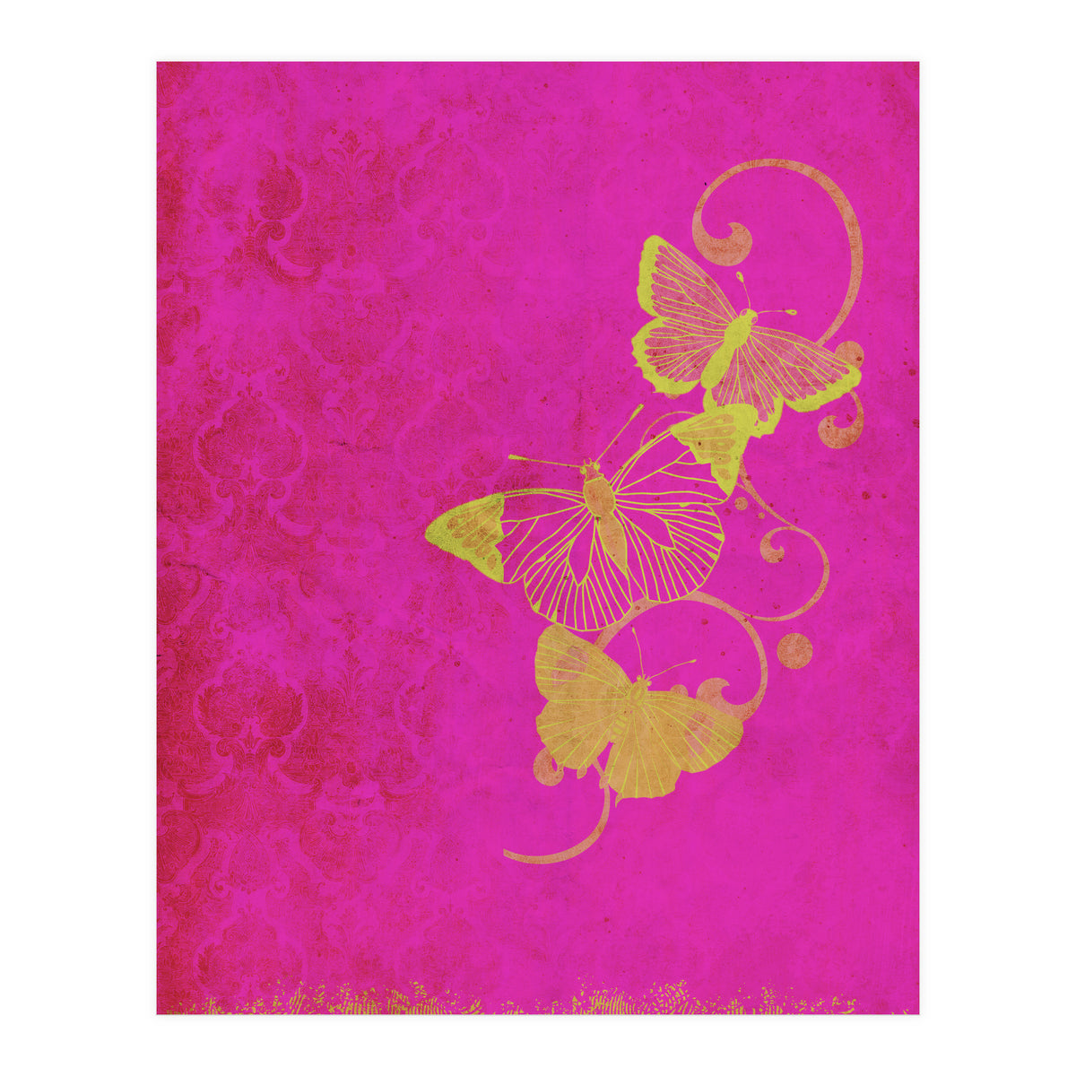 Yellow Butterflies on Pink (Print Only)