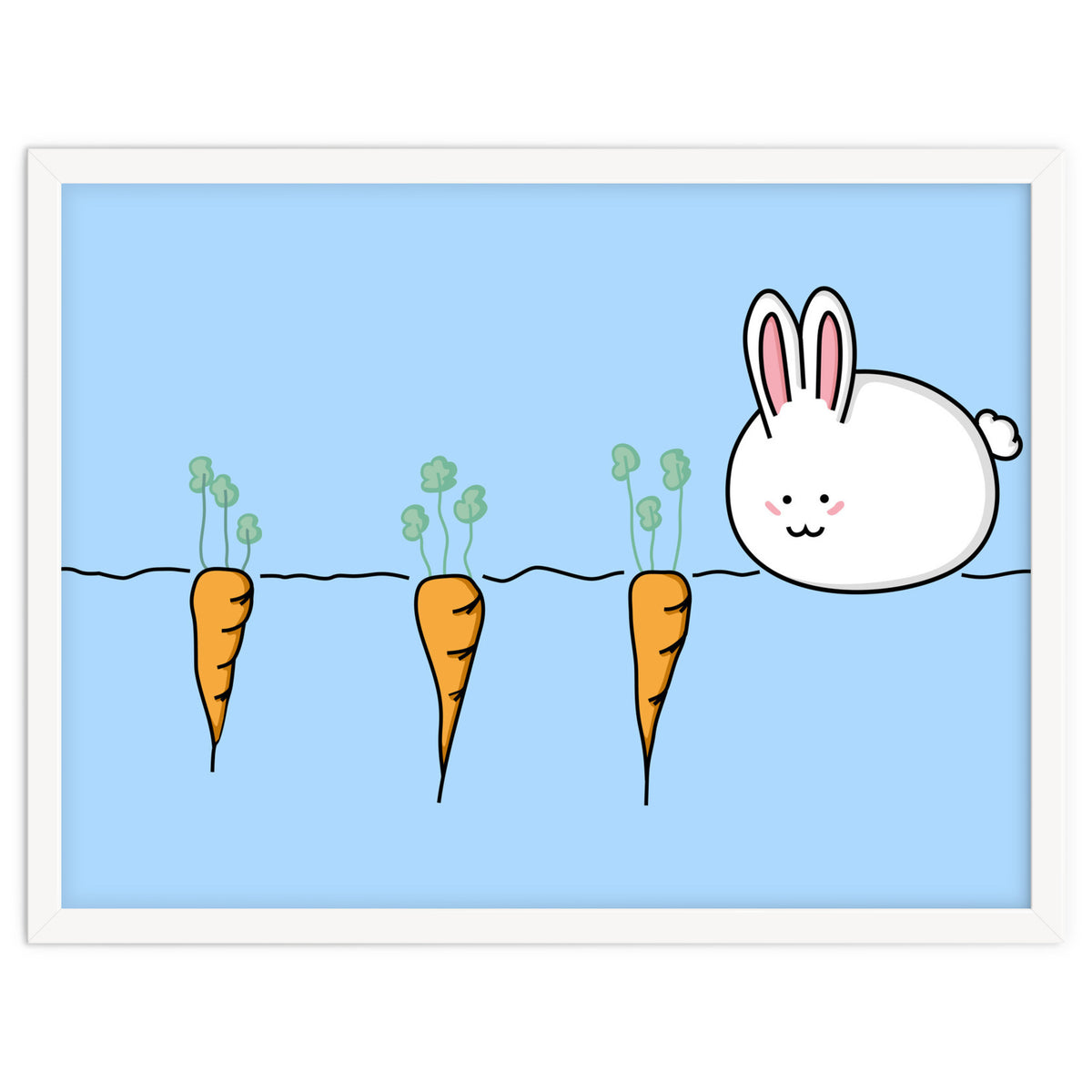 Kawaii Cute Rabbit With Carrots