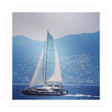 Modern yacht with white sails (Print Only) thumbnail