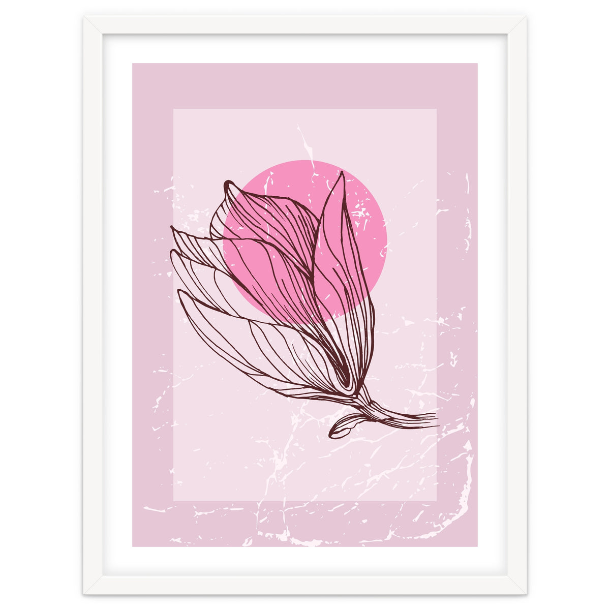 Magnolia  Minimalist Scandinavian, Abstract Geometric Art, Botanical Art