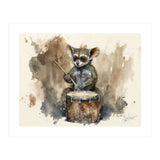 Bush Baby Playing Drum Watercolor Painting (Print Only) thumbnail