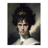 Curly Haired Man Moody Vintage Dark Painting  (Print Only)