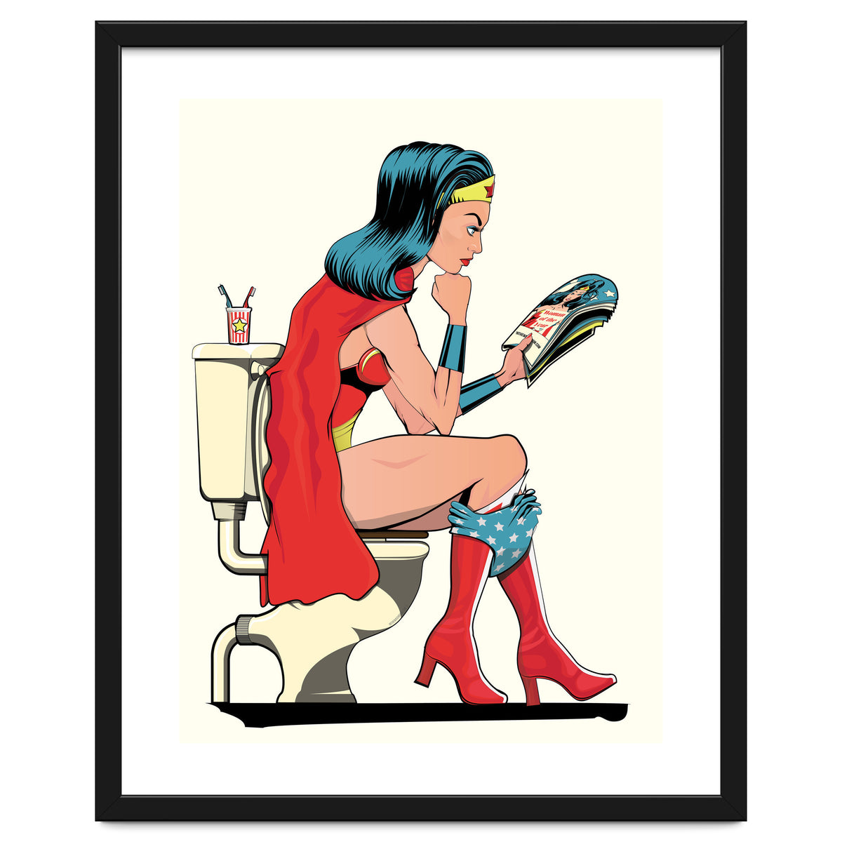 Wonder Woman on the Toilet, funny Bathroom Humour