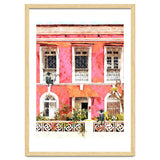 Monkey Business | Watercolor Tropical Goa Architecture Painting | Travel Pastel Pink Blush Building thumbnail