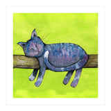Sleeping cat in purpe (Print Only) thumbnail
