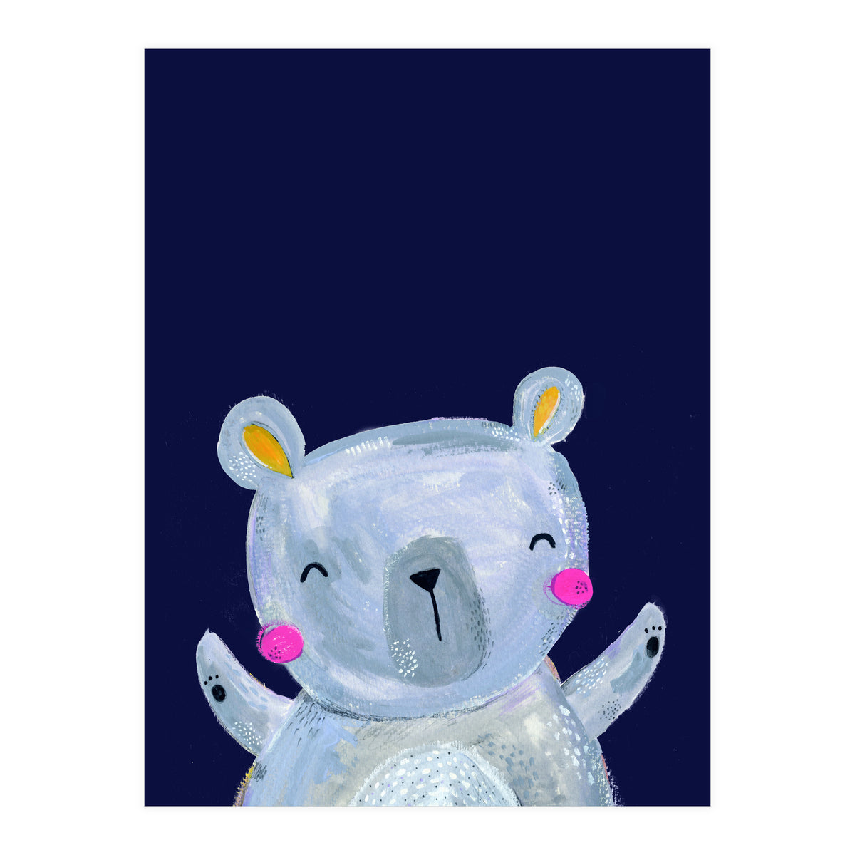 Woodland Bear On Navy (Print Only)