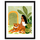 Just You & Me | Tiger Urban Jungle Friendship | Wild Cat Bohemian Black Woman with Pet thumbnail
