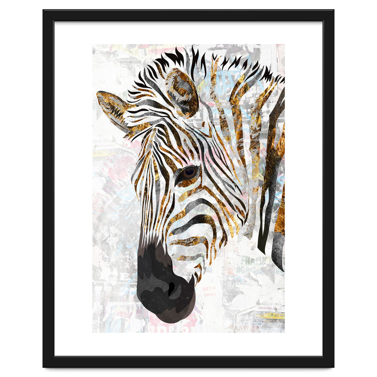 Grungy Zebra Gold and White