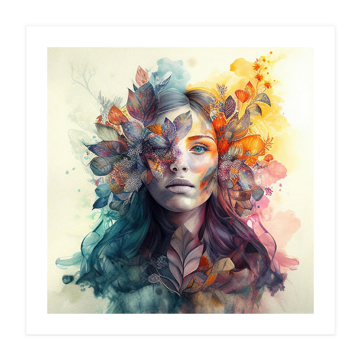 Watercolor Tropical Woman #3 (Print Only)