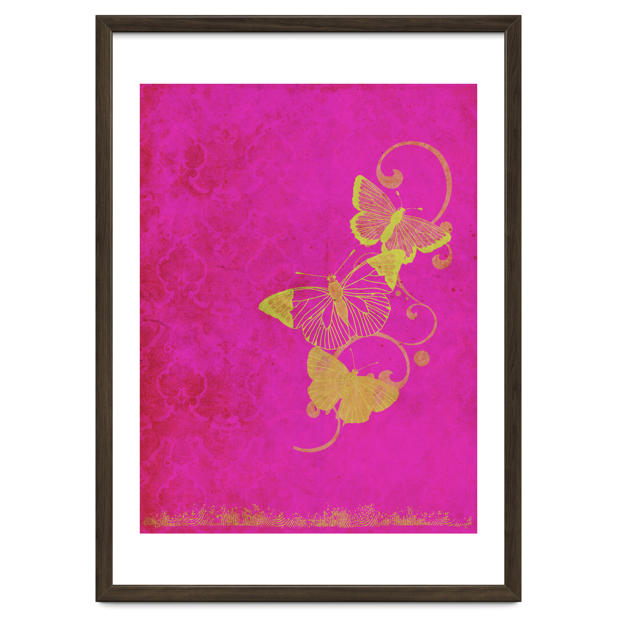 Yellow Butterflies on Pink