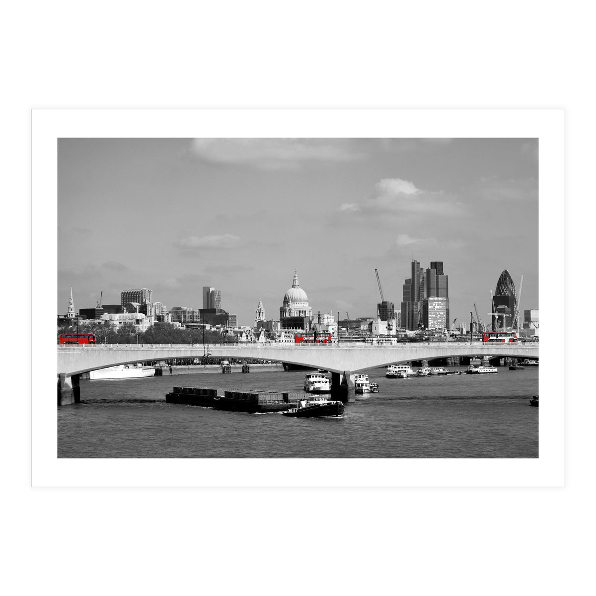 Red Buses London Thames (Print Only)