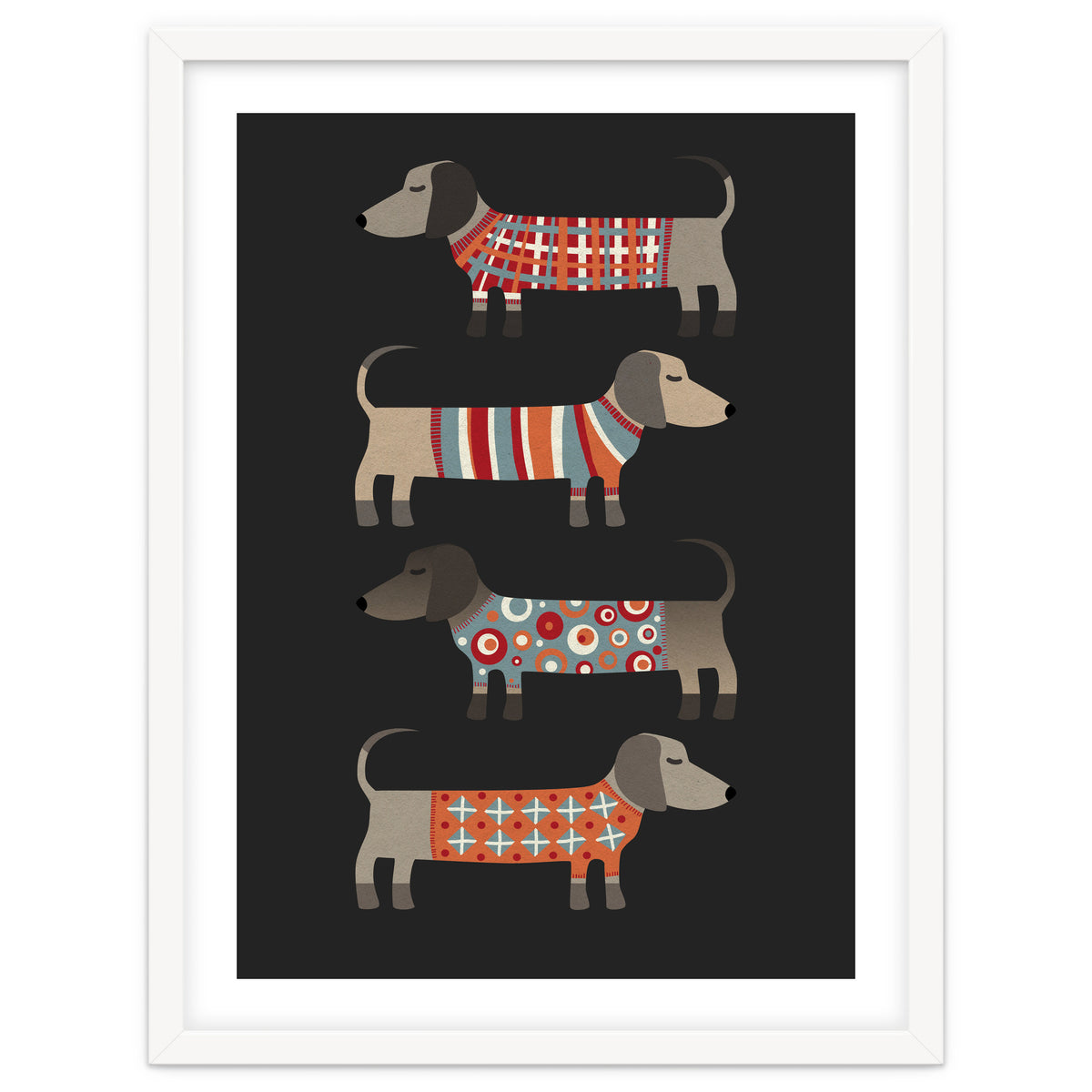 Sausage Dogs In Sweaters Dark