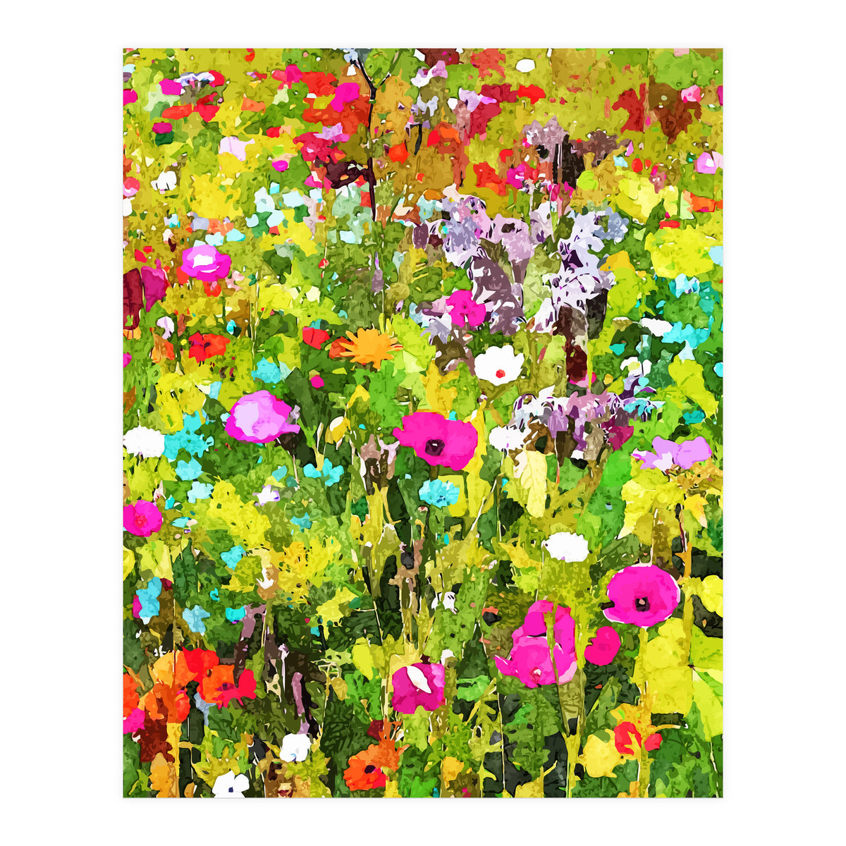Meadow Flowers, Botanical Nature Landscape Painting (Print Only)