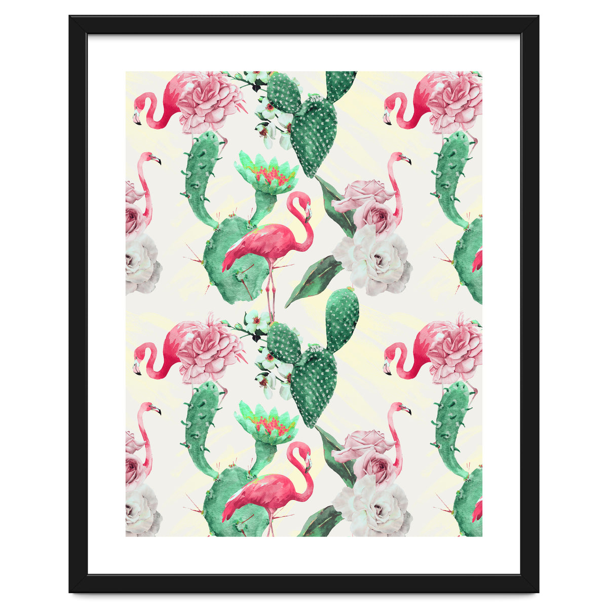 Flamingos, geometric and flowers