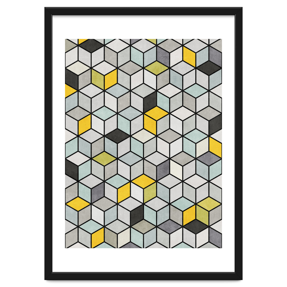 Colorful Concrete Cubes - Yellow, Blue, Grey