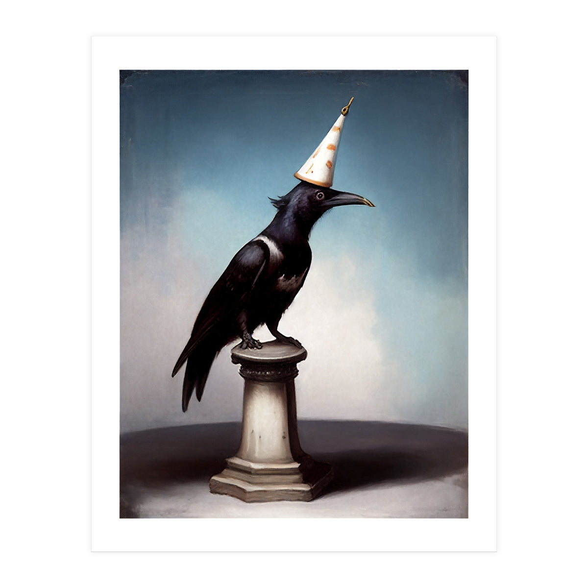 Crow In A Party Hat Gothic Painting (Print Only)
