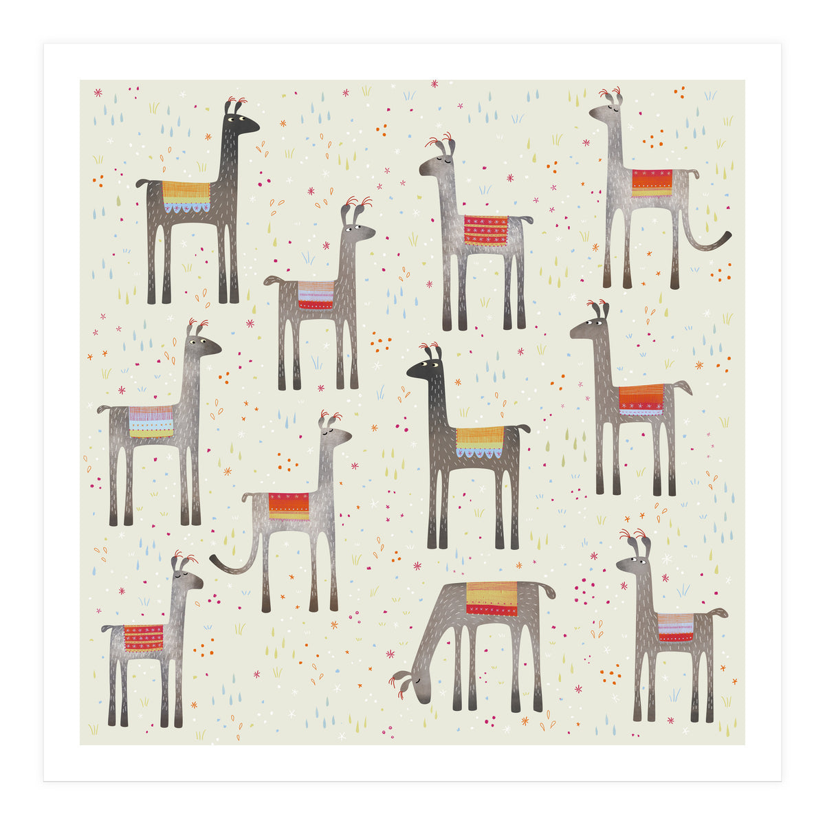 Llamas in a Meadow (Print Only)