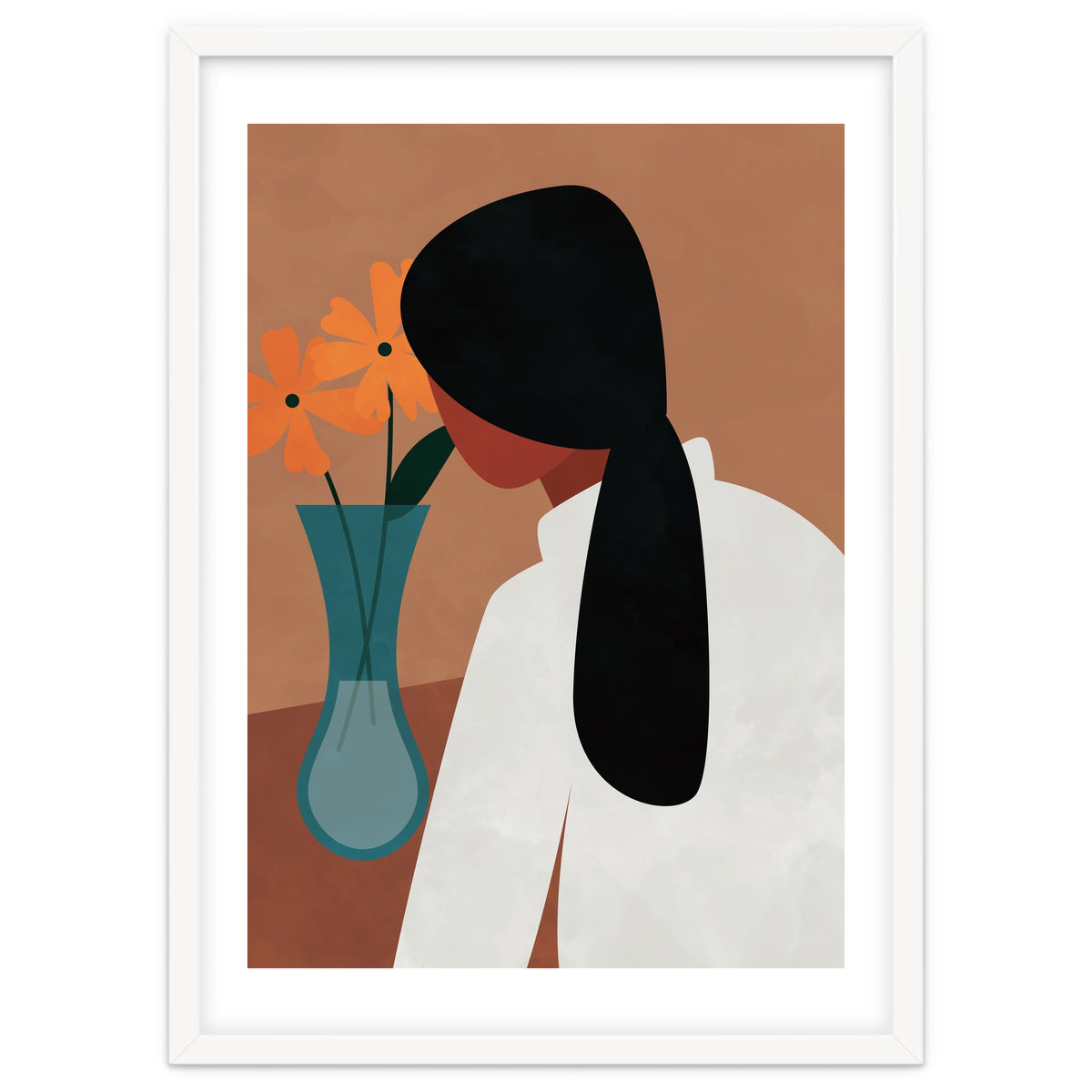 Modern Boho Woman with Flowers