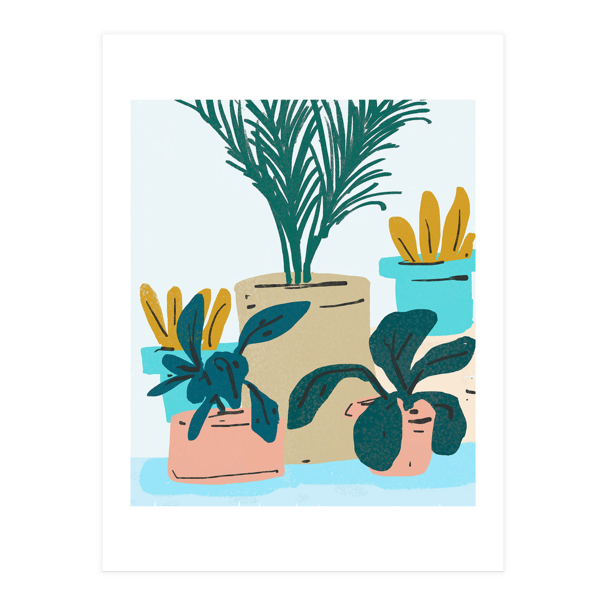 Little House Plants | Pastel Botanical Nature Plant Pots | Bohemian Cute Chic Palm Modern (Print Only)