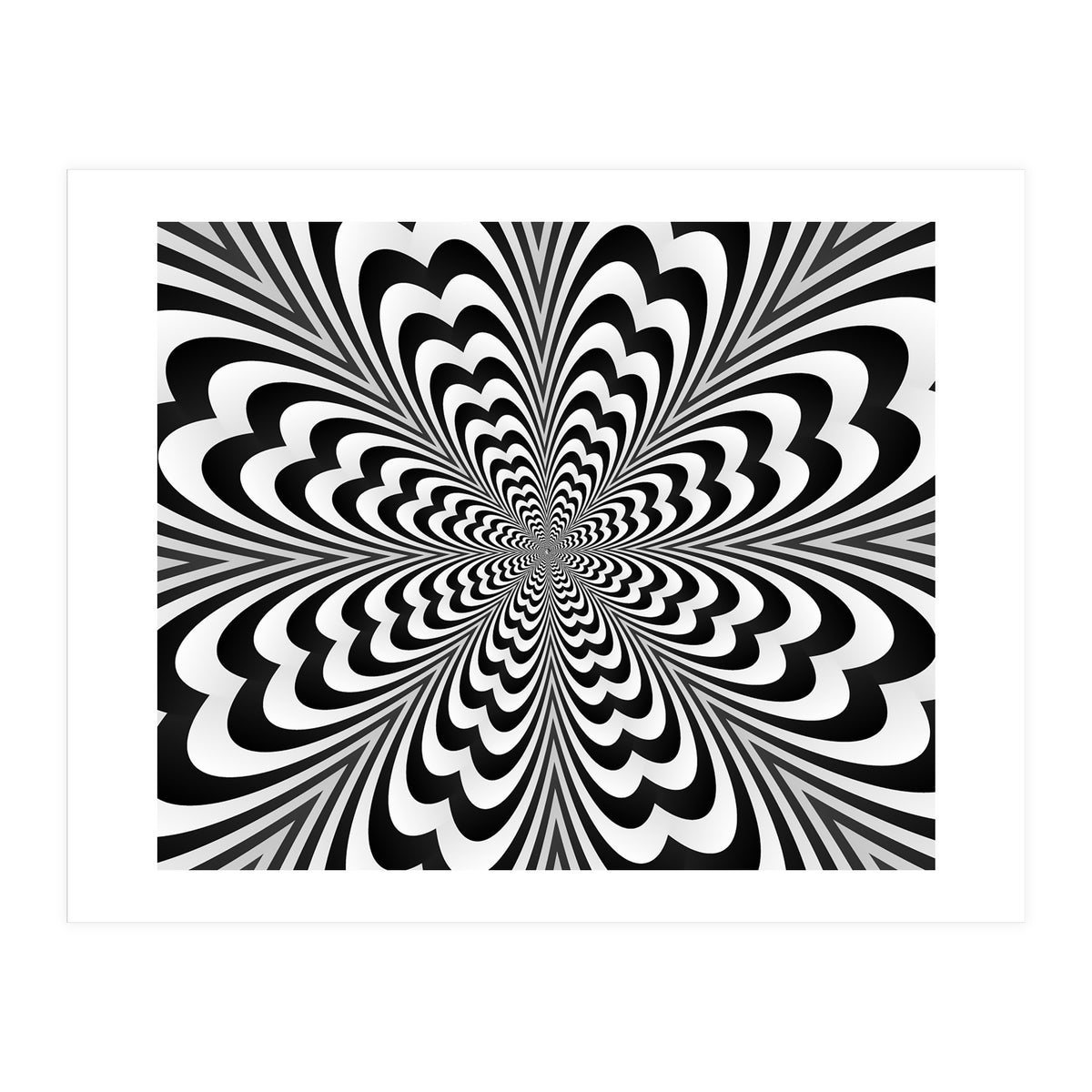 Abstract Spiral Black And White Optical Illusion (Print Only)