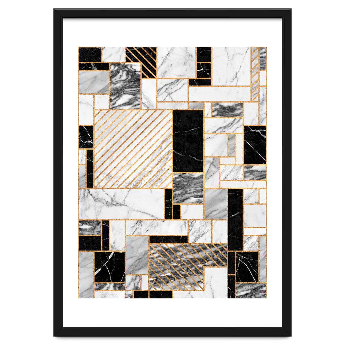 Random Pattern - Black and White Marble