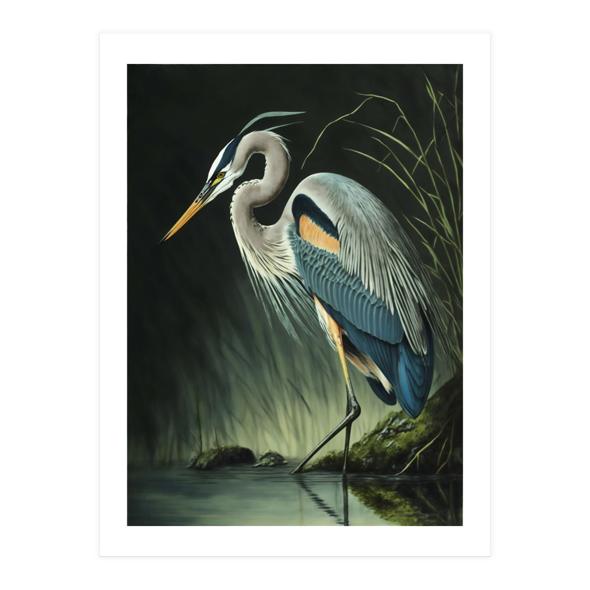 Heron Oil Painting (Print Only)