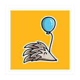 Kawaii Cute Hedgehog With Balloon (Print Only) thumbnail