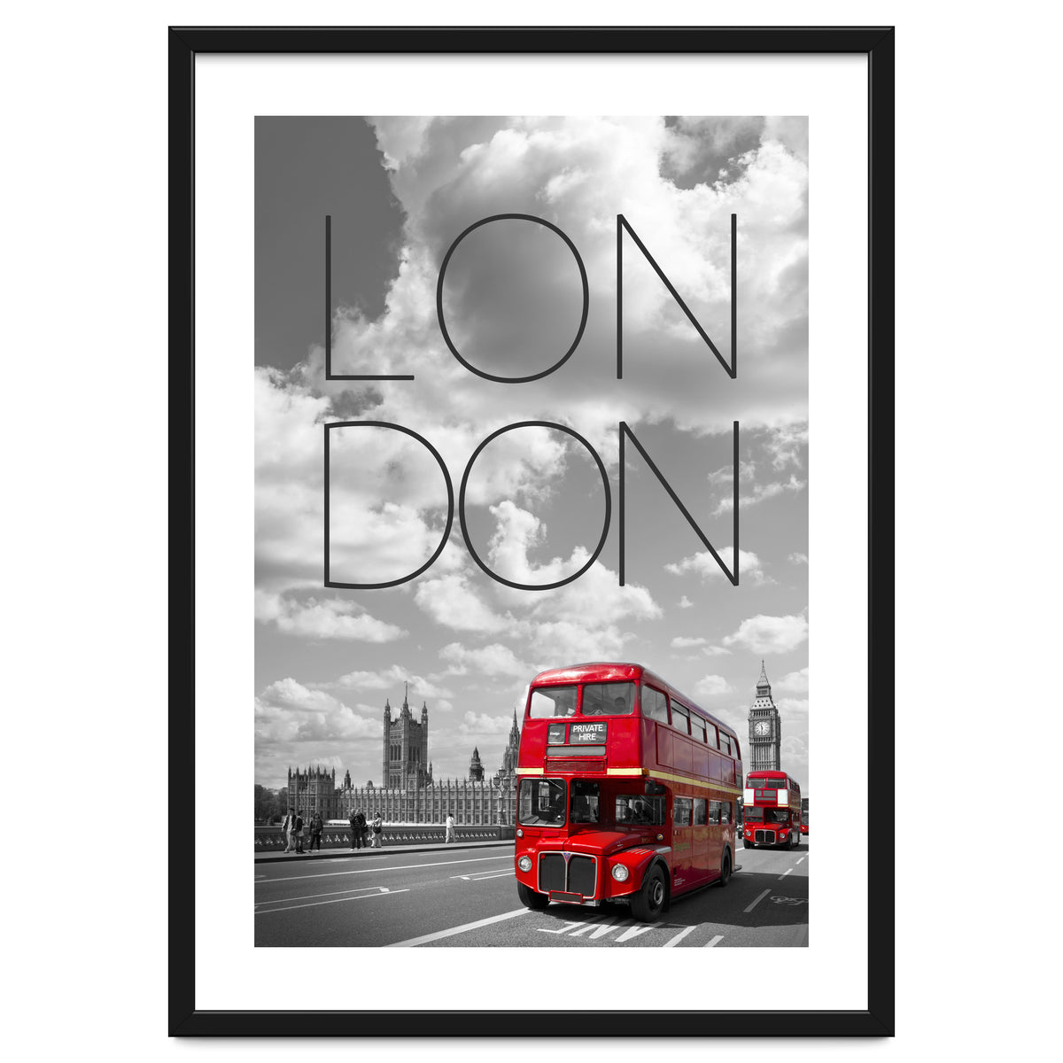 Red Buses in London | Text & Skyline