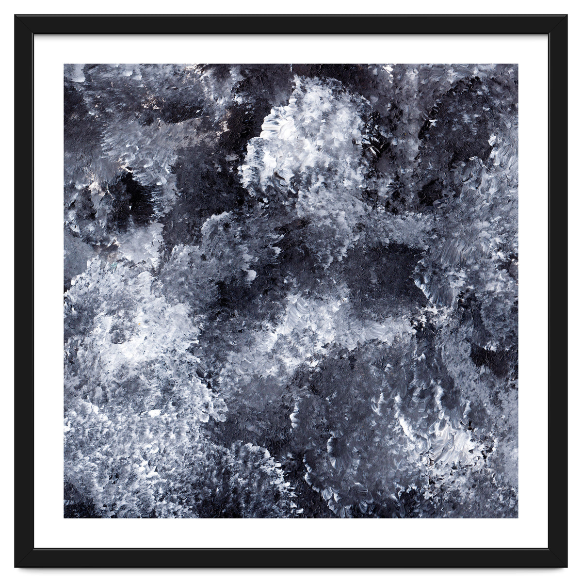 Modern Black White Acrylic Paint Brushstroke Ocean Waves