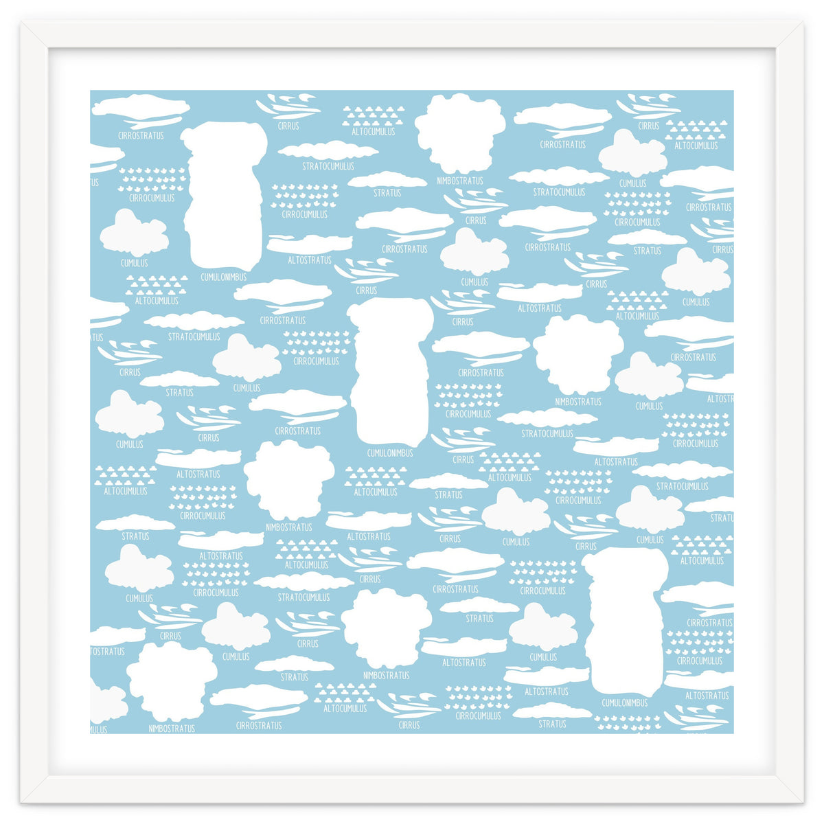 Clouds landscape on blue background