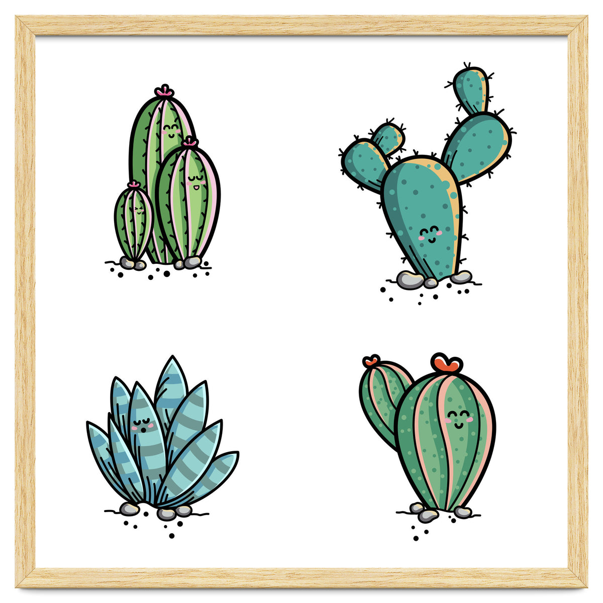 Kawaii Cute Cacti Desert Plants