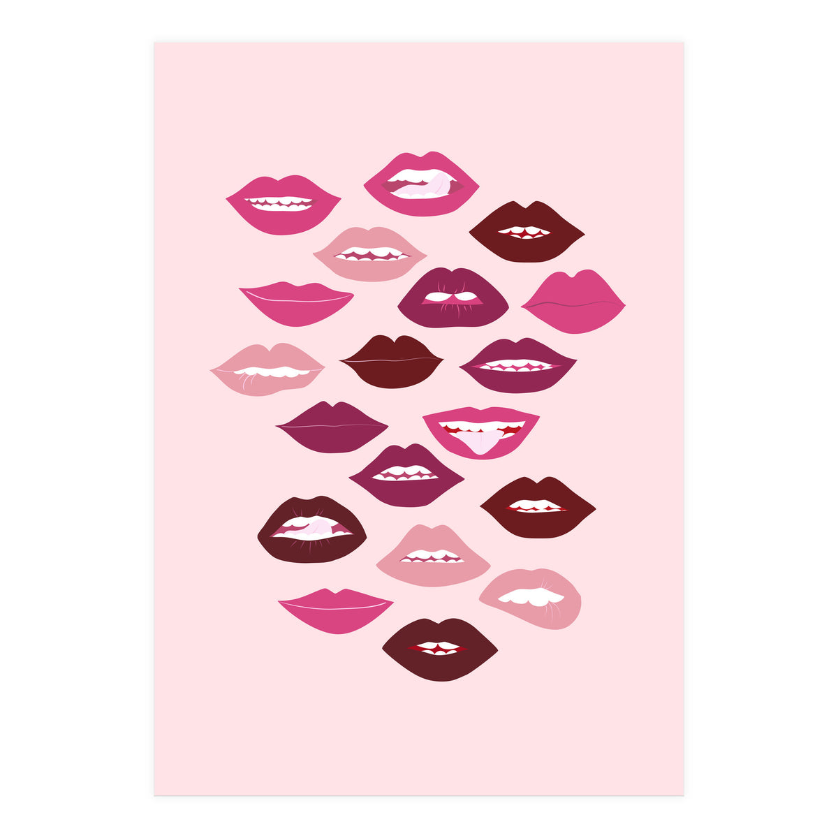 Lips Dark on Pink Background (Print Only)