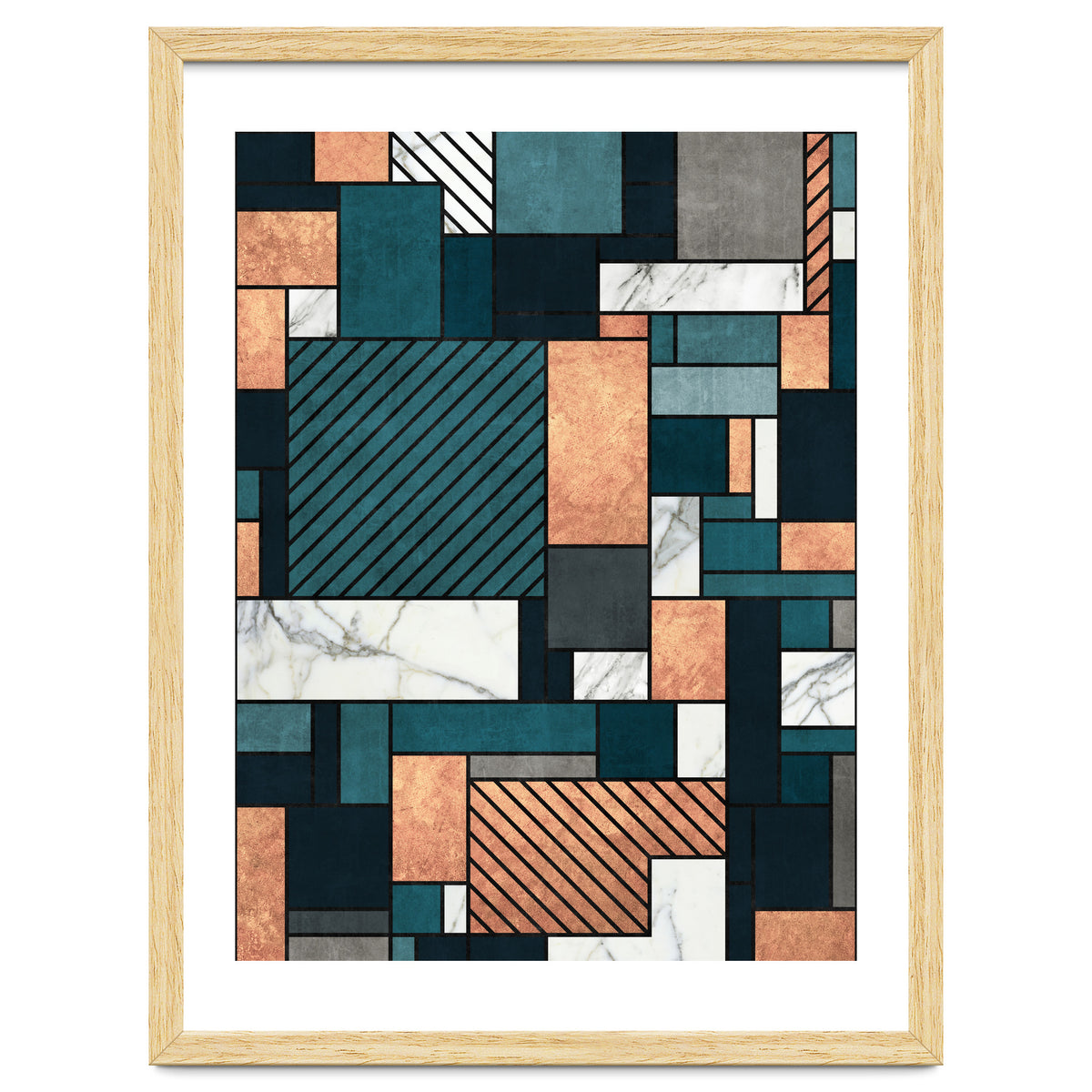 Random Pattern - Copper, Marble, and Blue Concrete