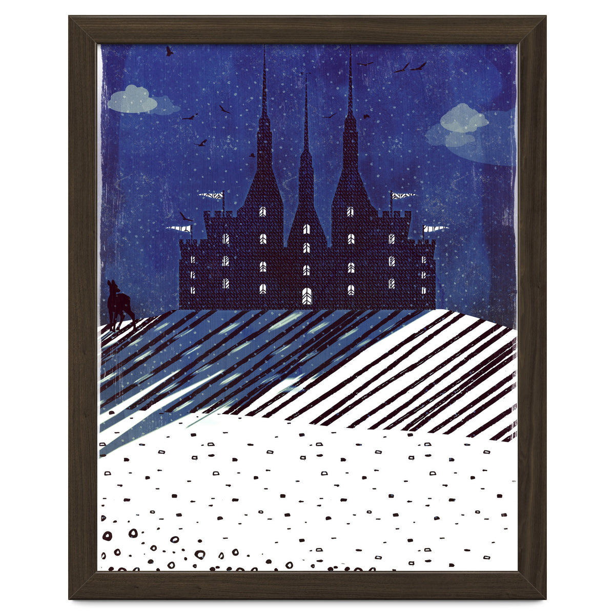 Castle on the hill at night