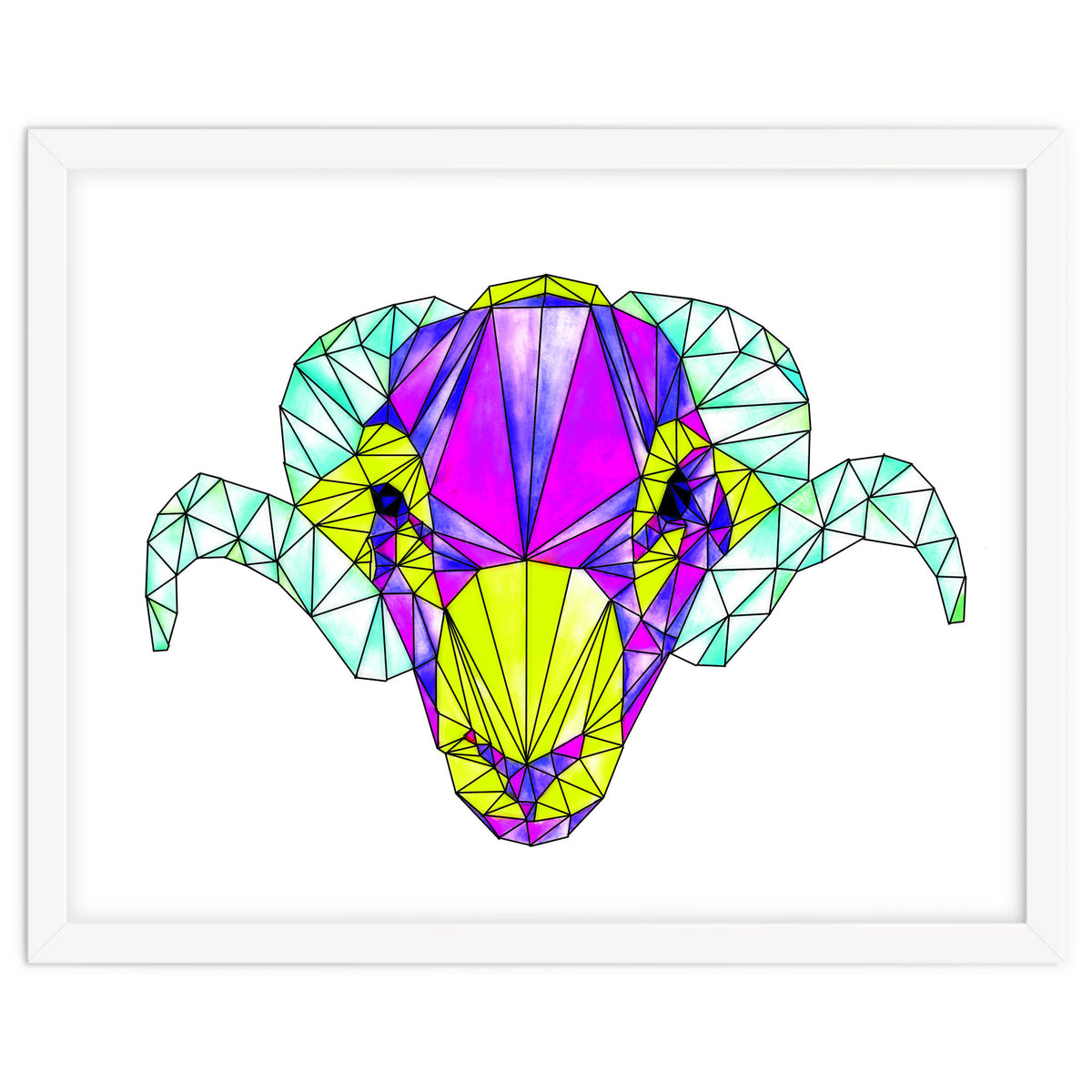 Colourful Geometric Swaledale Sheep Tup with Black Lines