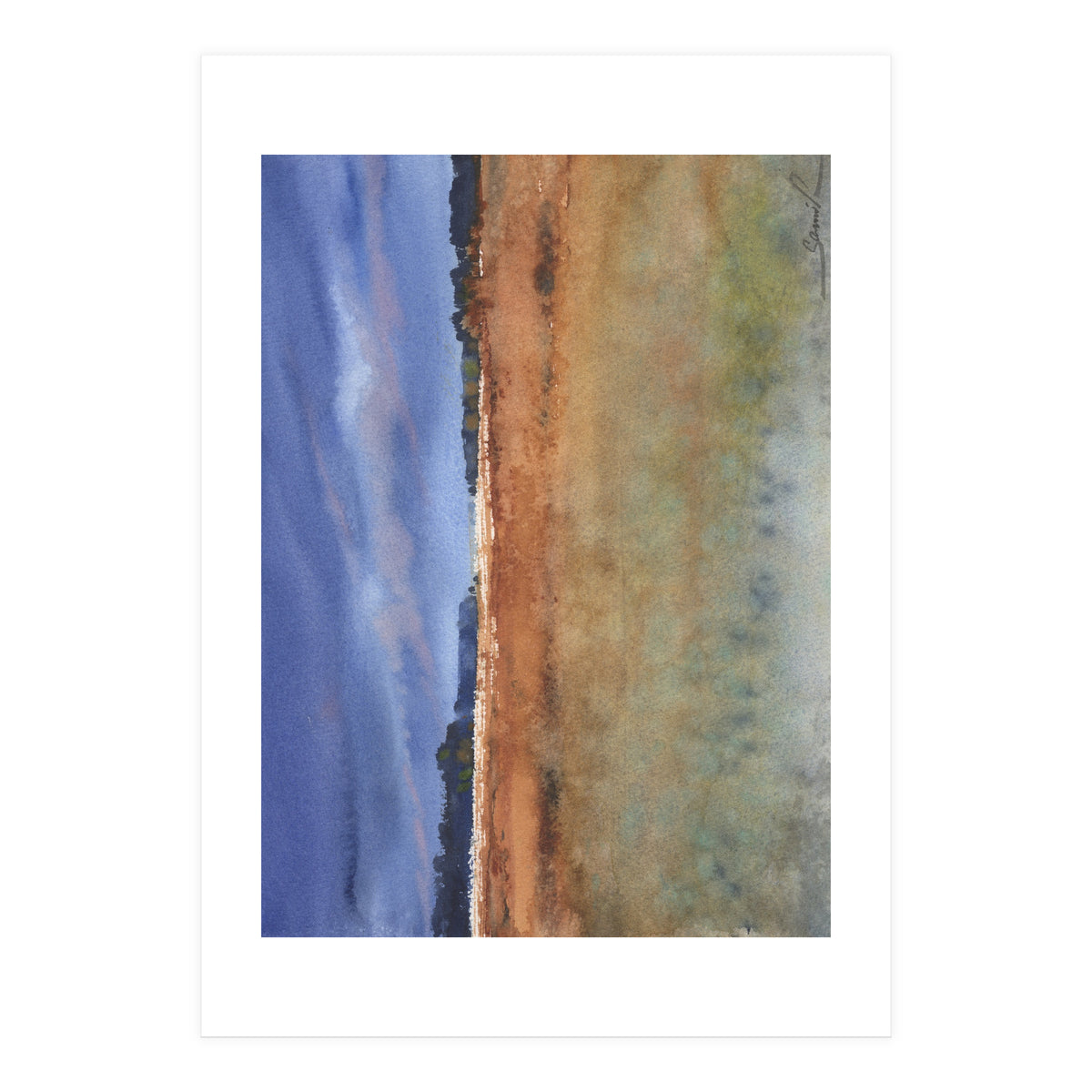 landscape painting watercolor (Print Only)