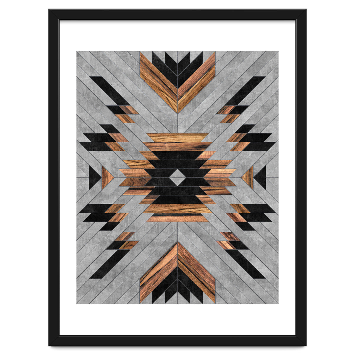 Urban Tribal Pattern No.6 - Aztec - Concrete and Wood