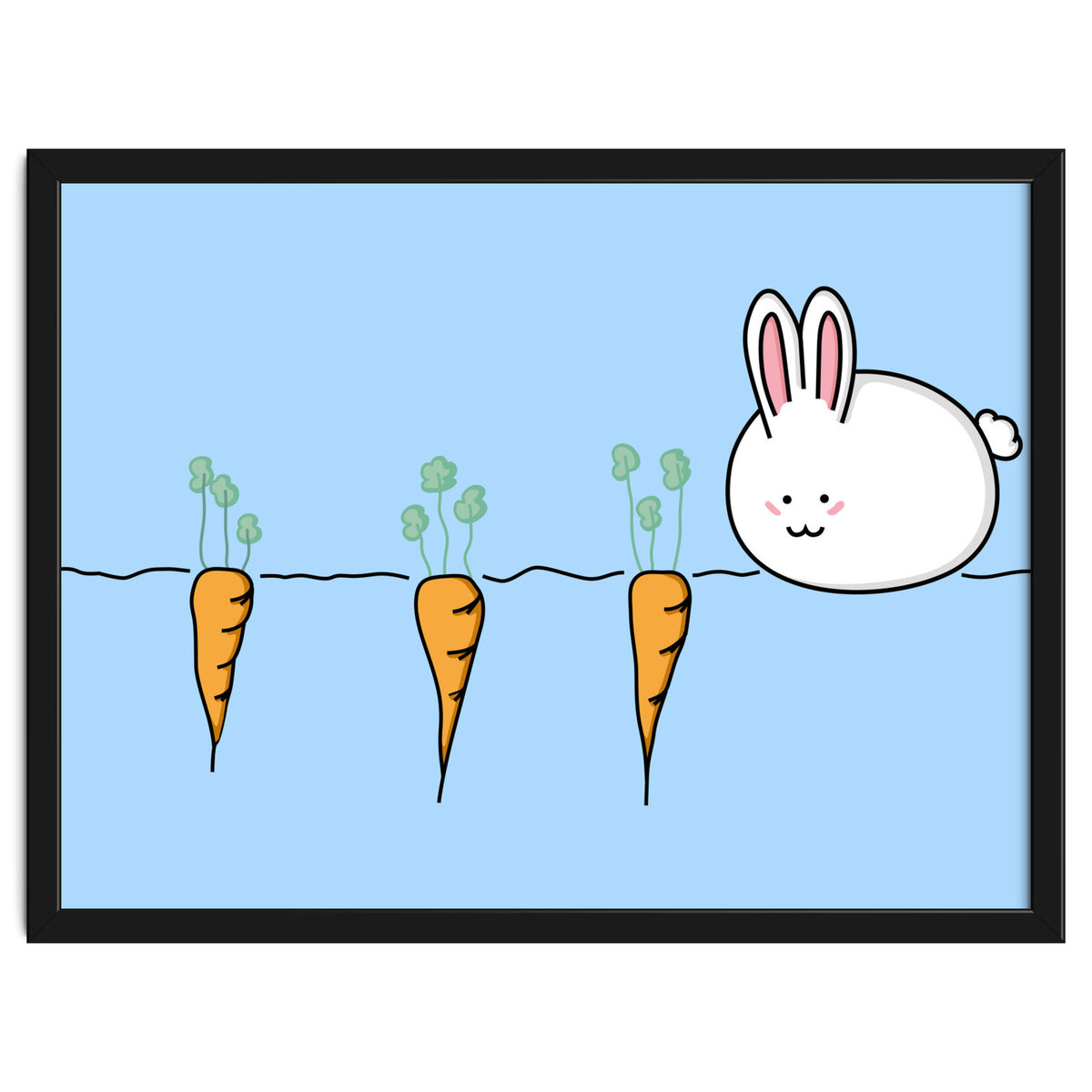 Kawaii Cute Rabbit With Carrots