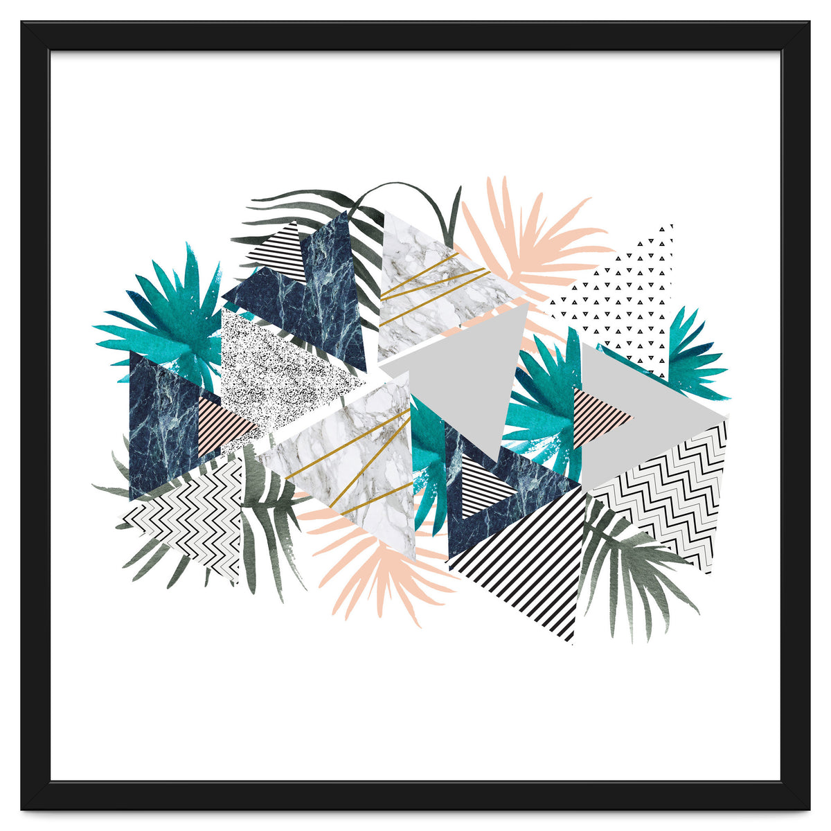 Abstract of geometric patterns with plants and marble I