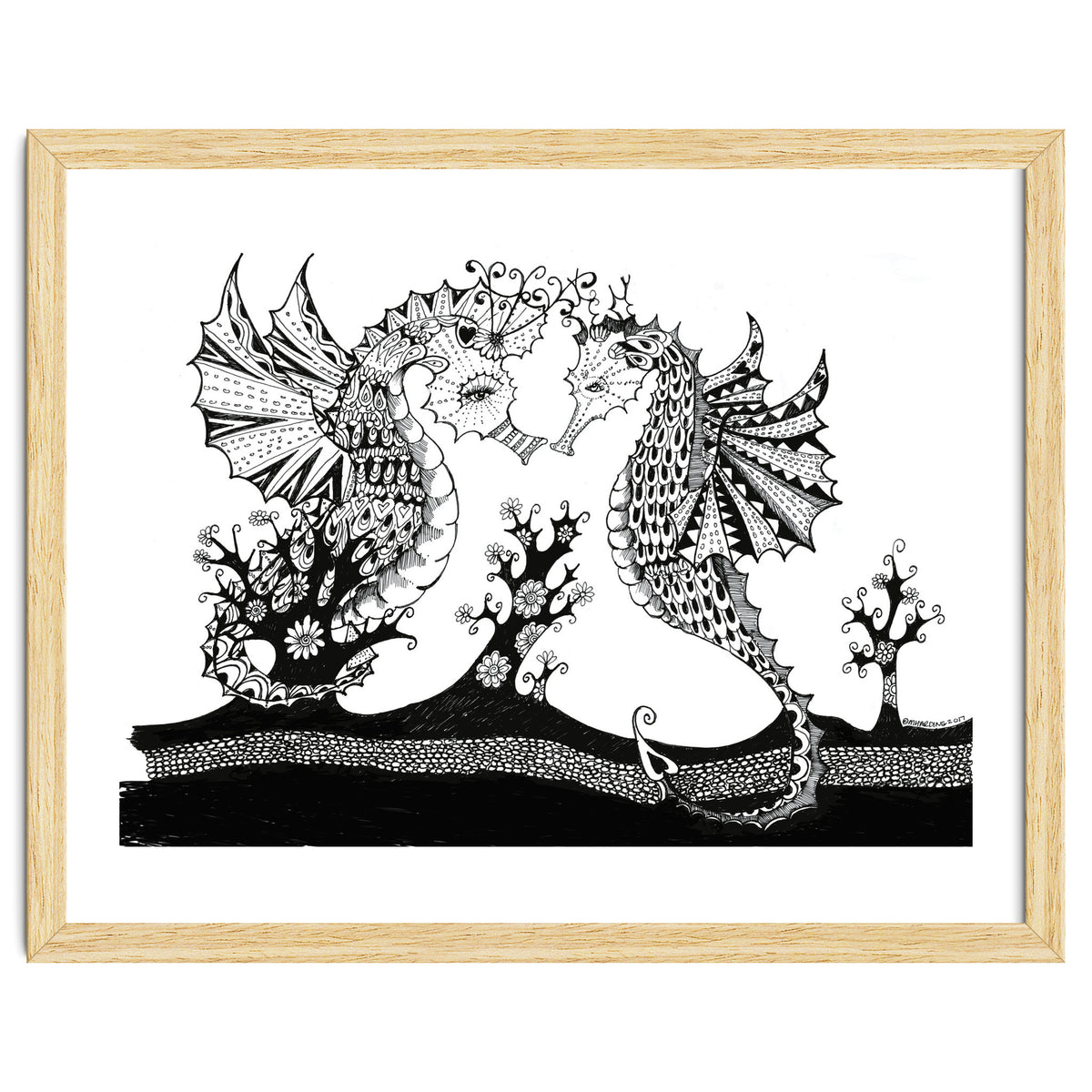 Seahorse Dragons Love Illustration