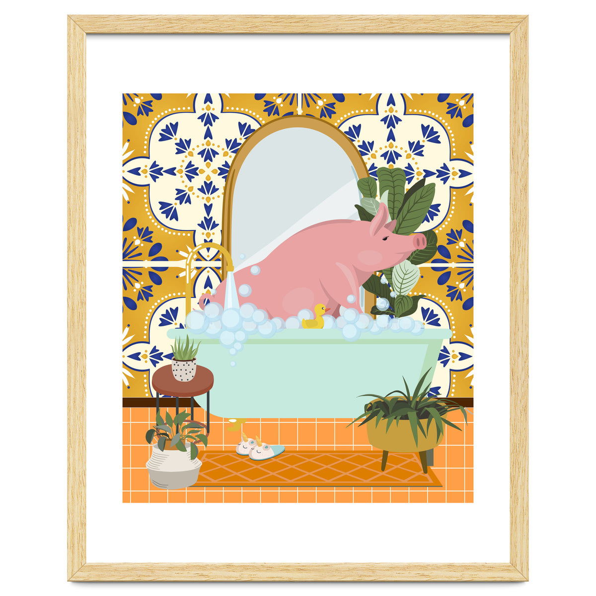 Piggie Bathing in Moroccan Style Bathroom